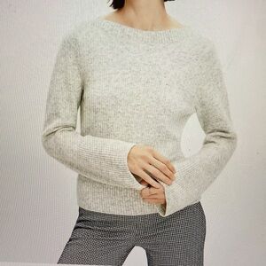 Heather gray pullover sweater w/flare sleeves